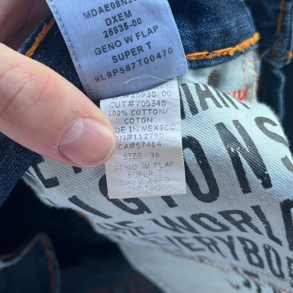True Religion Geno Super T Relaxed Slim Jeans Indigo Aged Thick Stitch Mens 36 - Picture 7 of 14